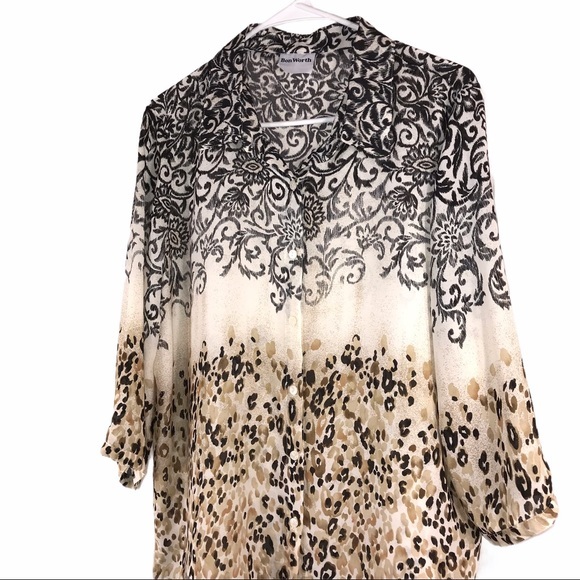 Pretty Semi-Sheer Mixed Floral Print, Size 1X - Picture 3 of 8